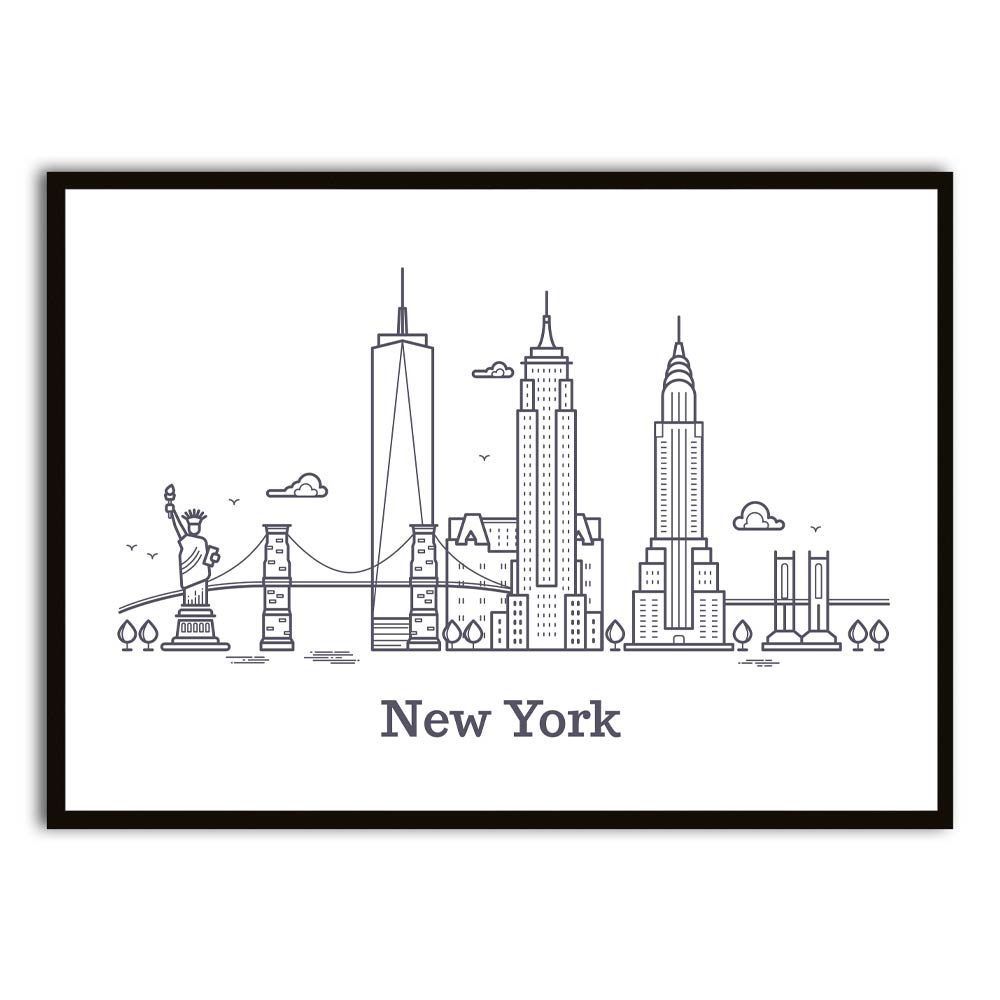 New-York Black Printed frame acrylic canvas Frames