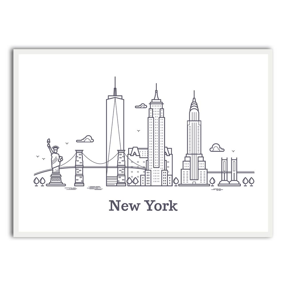 New-York White Printed frame acrylic canvas Frames