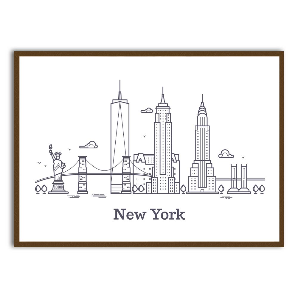 New-York Brown Printed frame acrylic canvas Frames