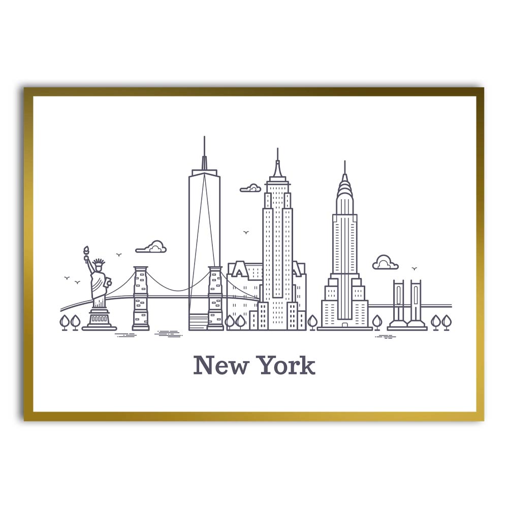 New-York Gold Printed frame acrylic canvas Frames