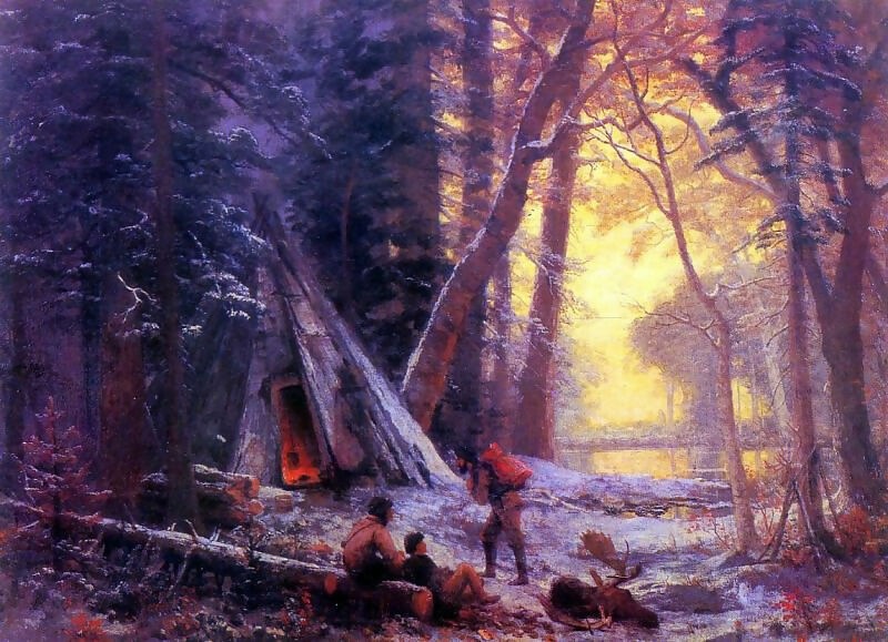 Albert Bierstadt - The Hunting Camp 50X102 Canvas