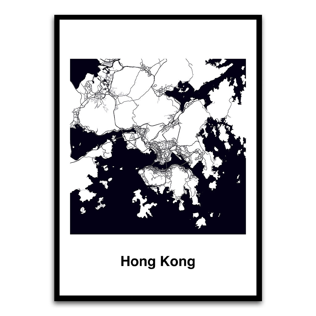 Hong Kong Black Printed frame acrylic canvas Frames