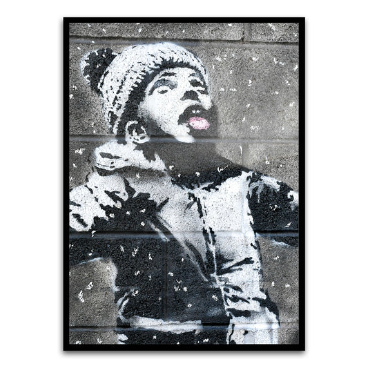 BANKSY ART 2 Black acrylic canvas Frames