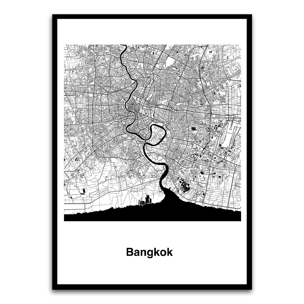 Bangkok Black Printed frame acrylic canvas Frames