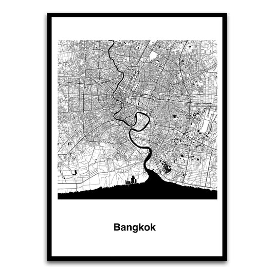 Bangkok Black Printed frame acrylic canvas Frames