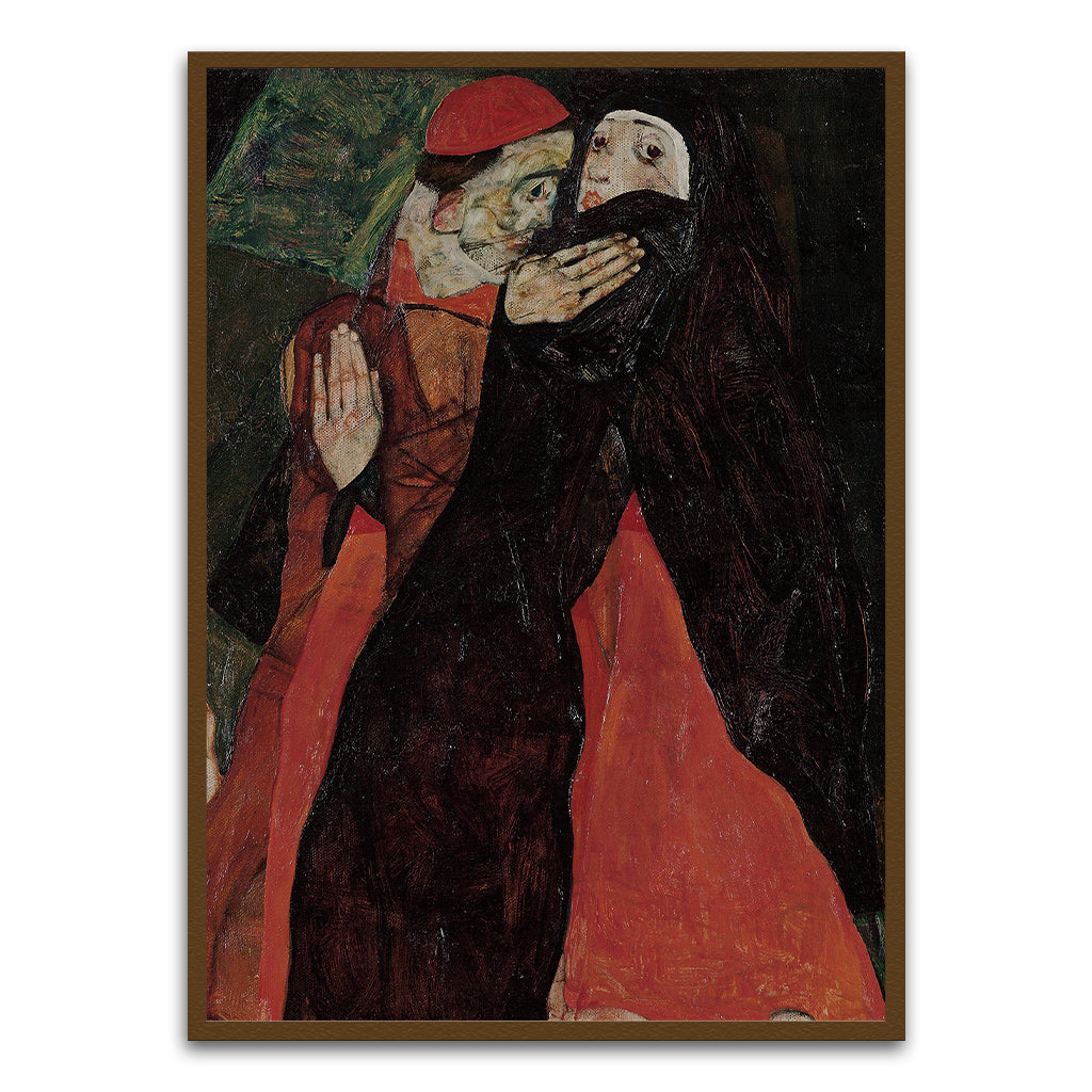 Egon Schiele - Cardinal and Nun Brown Printed frame acrylic canvas Frames