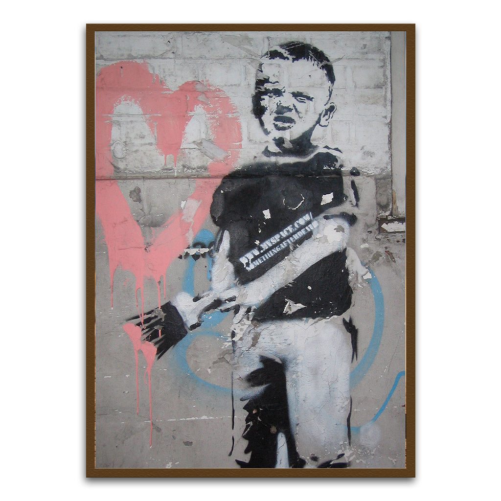 BANKSY ART 1 Brown Printed frame acrylic canvas Frames