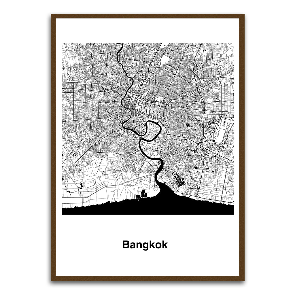 Bangkok Brown Printed frame acrylic canvas Frames