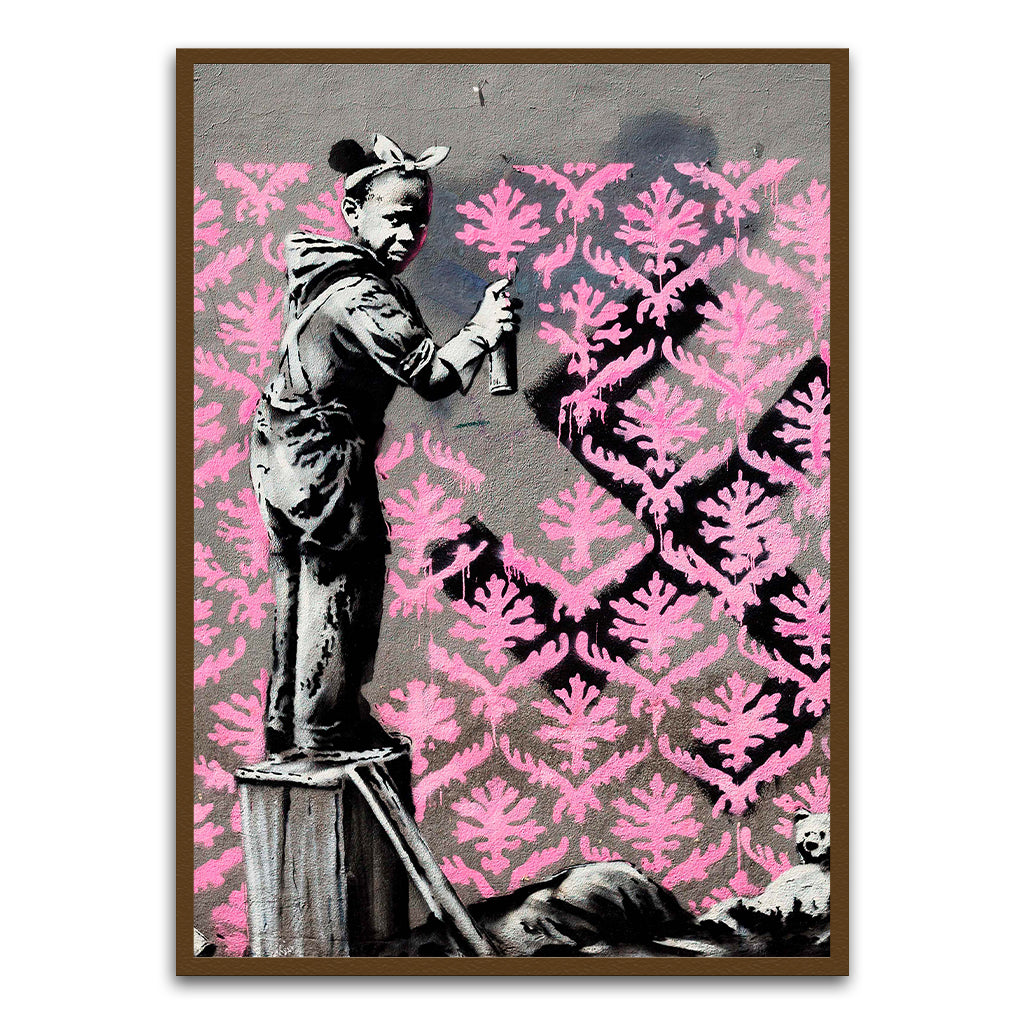 BANKSY ART 21 Brown Printed frame acrylic canvas Frames