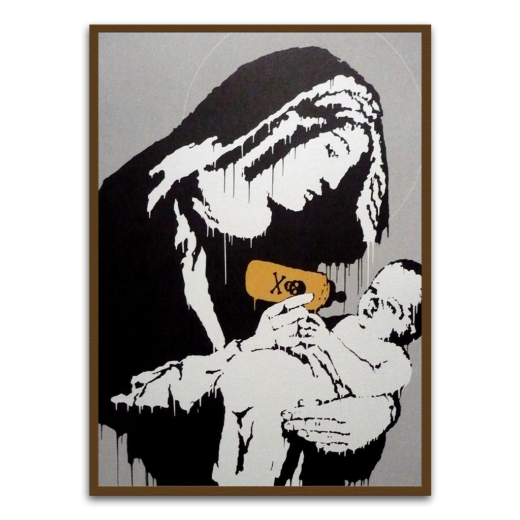 BANKSY ART 28 Brown Printed frame acrylic canvas Frames