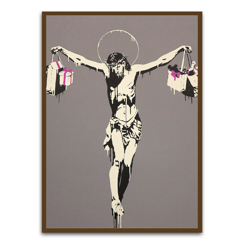 BANKSY ART 13 Brown Printed frame acrylic canvas Frames