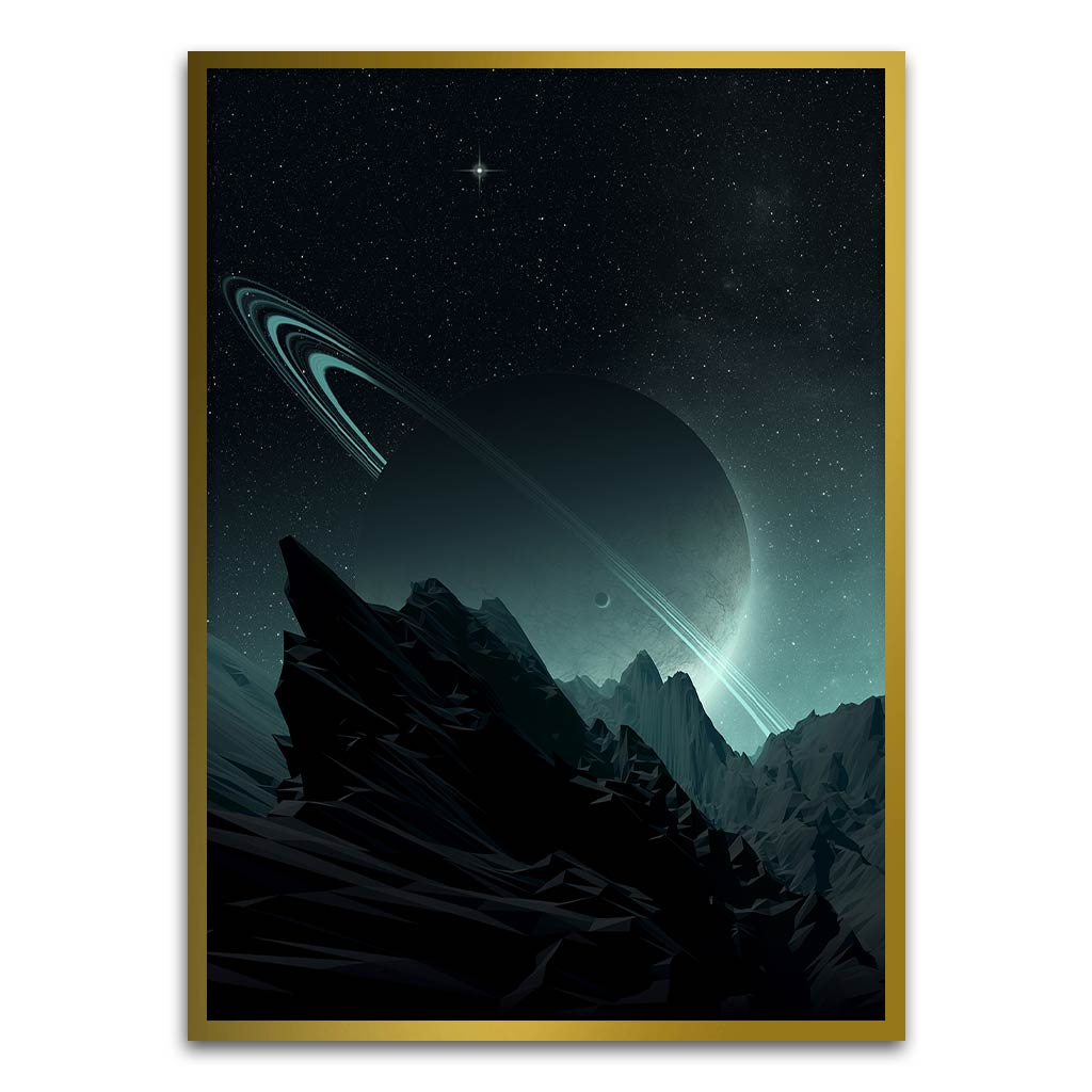 Saturn Planet Gold Printed frame acrylic canvas Frames