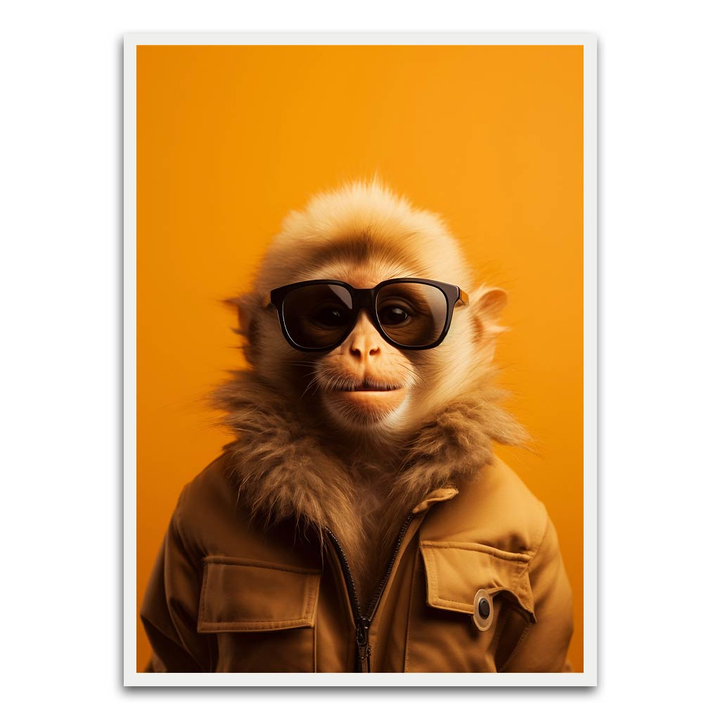 Monkey wearing glass White Printed frame acrylic canvas Frames