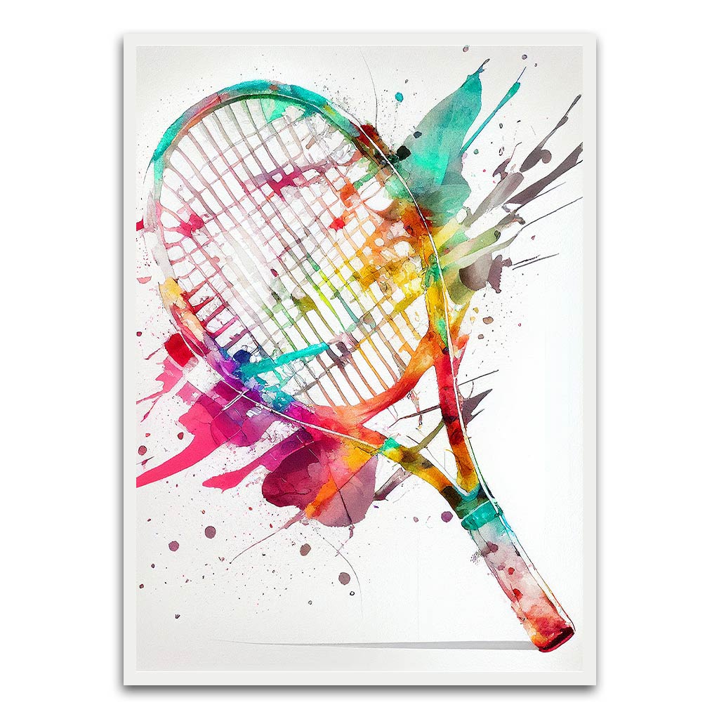 Color Splash Tennis Racket White Printed frame acrylic canvas Frames