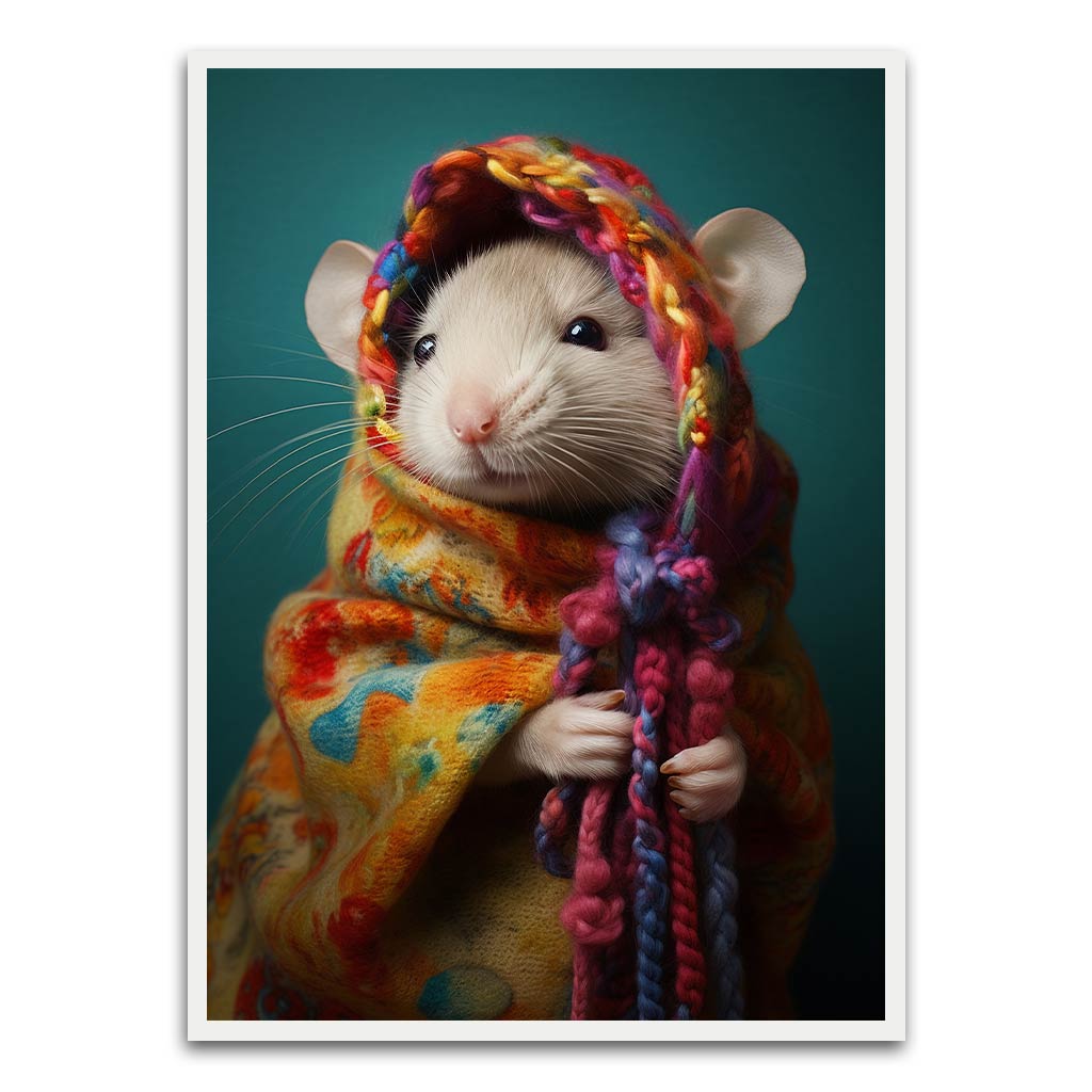 Cuttie rat White Printed frame acrylic canvas Frames