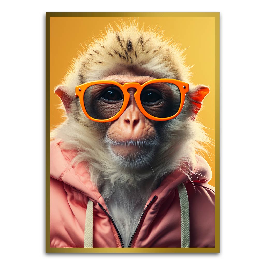 Funkey Monkey Gold Printed frame acrylic canvas Frames