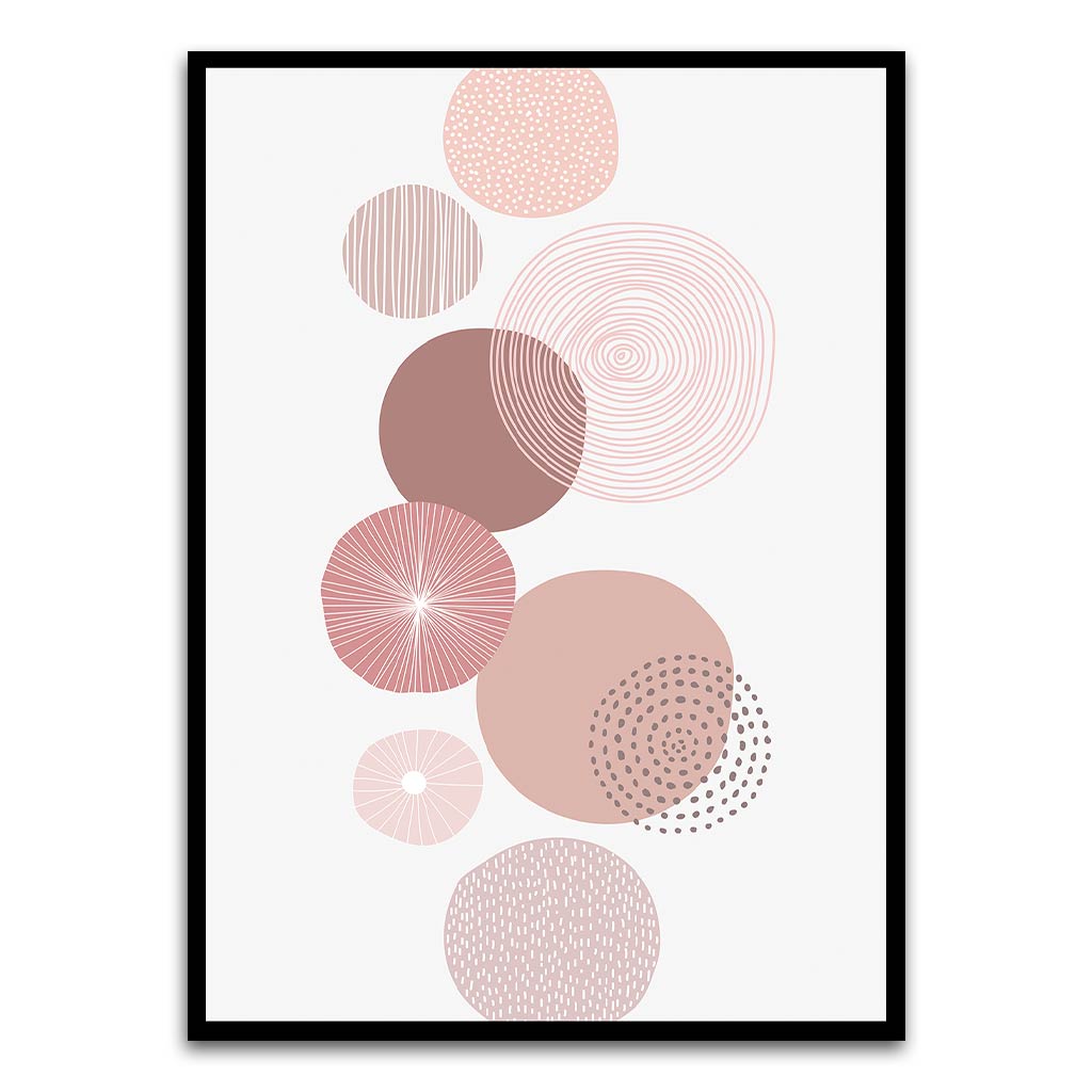 Pastel Pink Abstract Black Printed frame acrylic canvas Frames