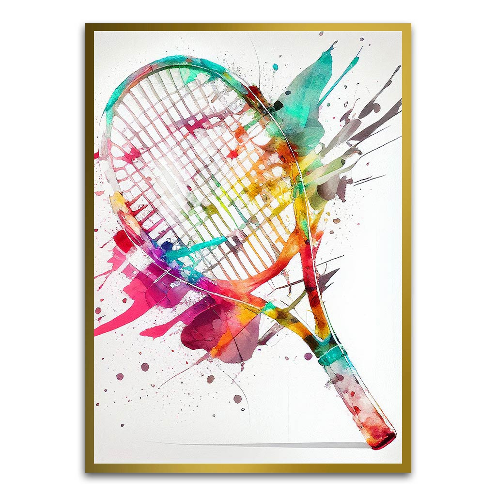 Color Splash Tennis Racket Gold Printed frame acrylic canvas Frames