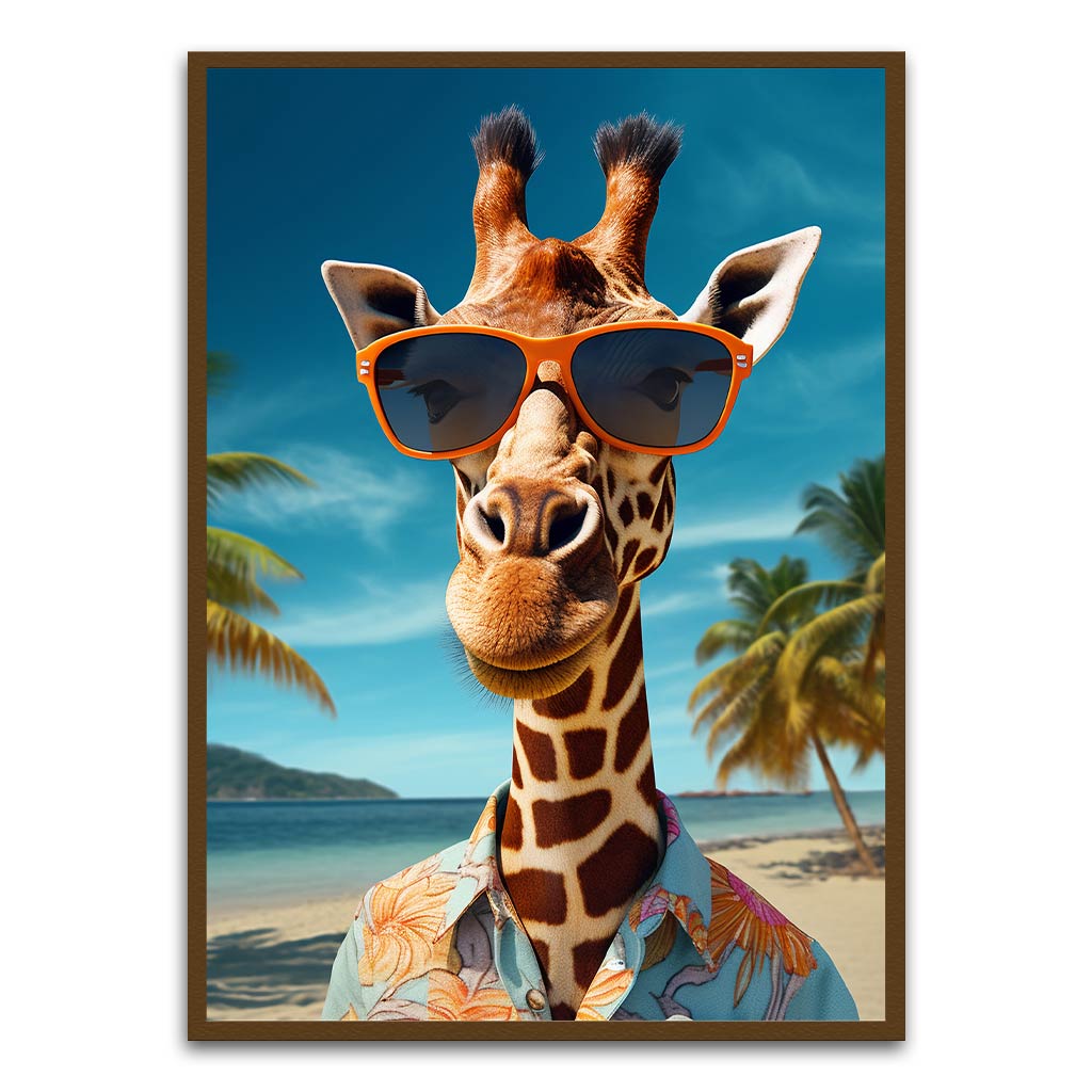 giraffe in beach Brown Printed frame acrylic canvas Frames