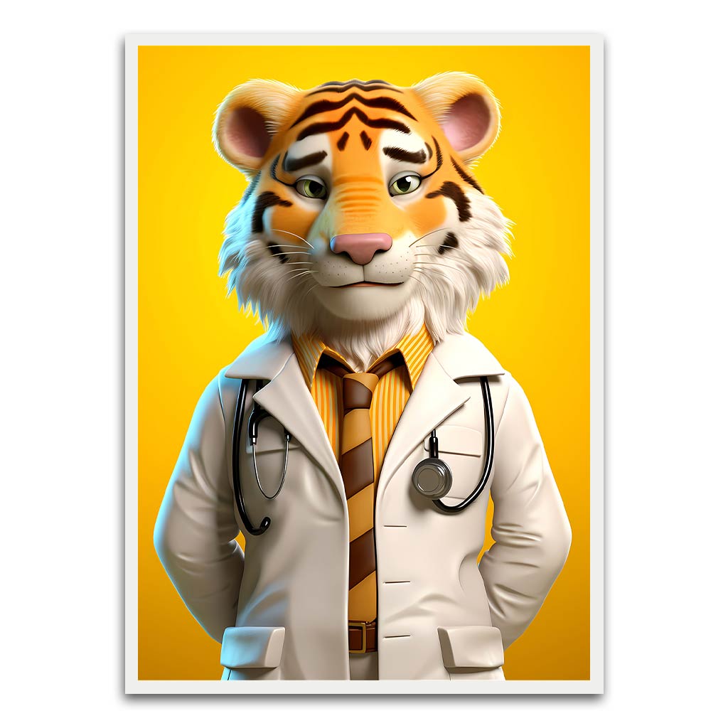 Doctor - Tiger White Printed frame acrylic canvas Frames