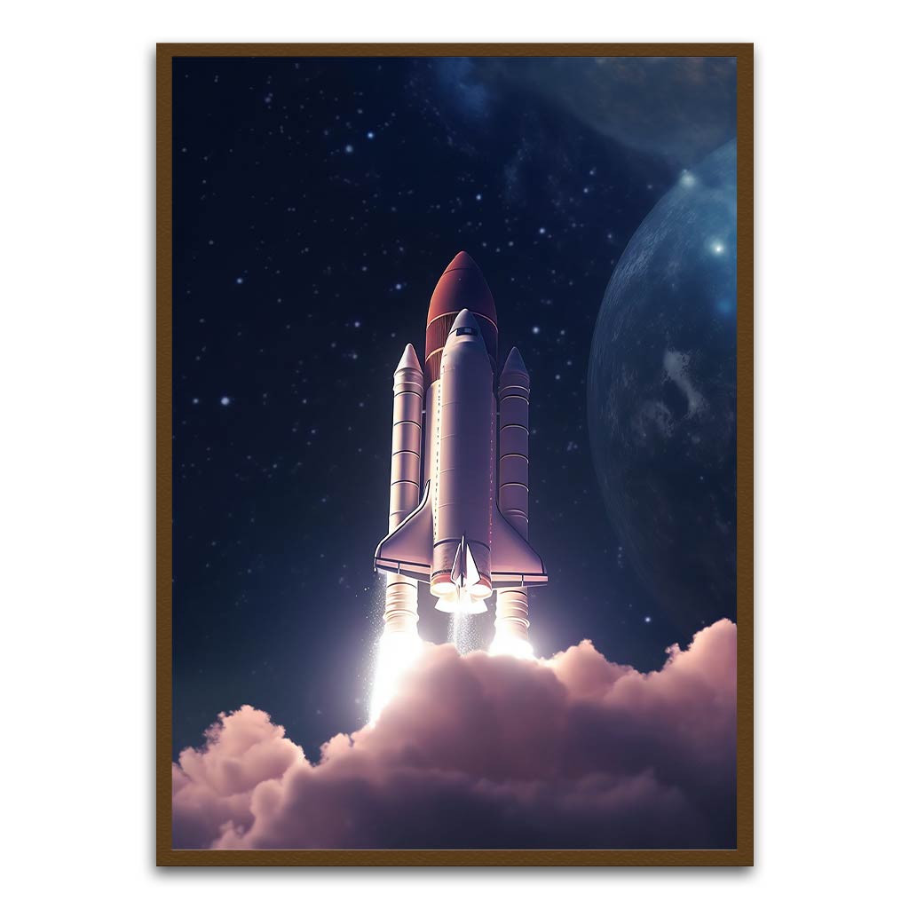 Flying Rocket Brown Printed frame acrylic canvas Frames