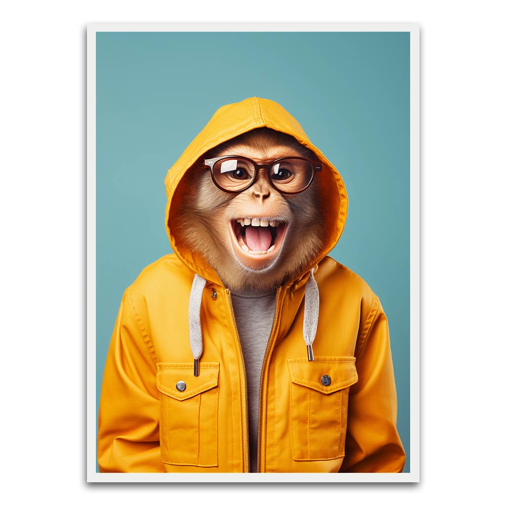 Funny Monkey White Printed frame acrylic canvas Frames