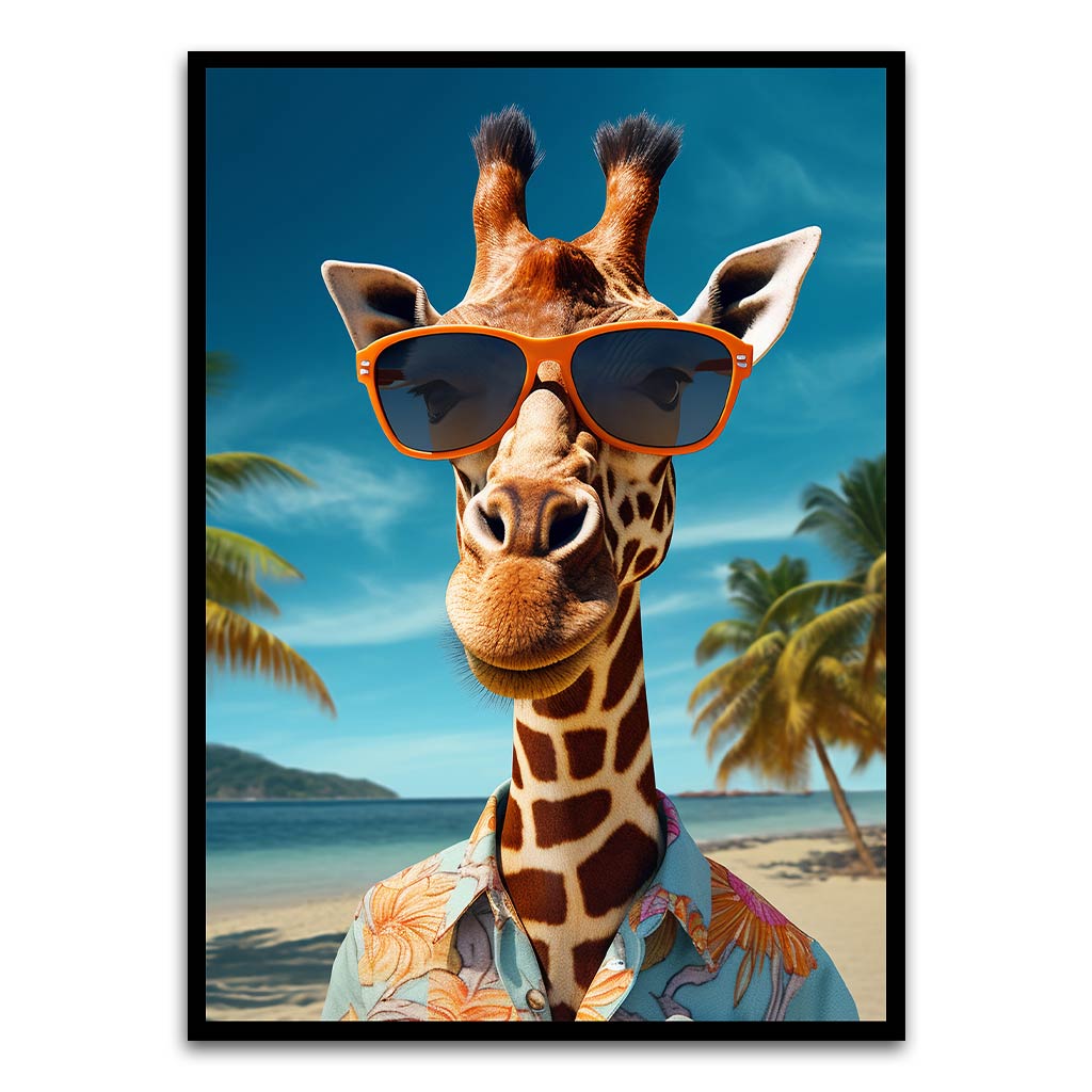 giraffe in beach Black Printed frame acrylic canvas Frames