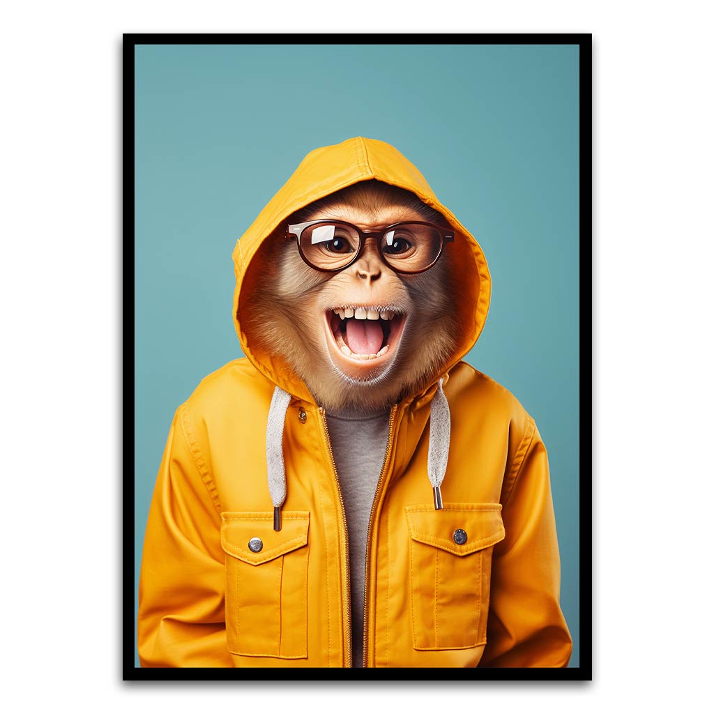 Funny Monkey Black Printed frame acrylic canvas Frames