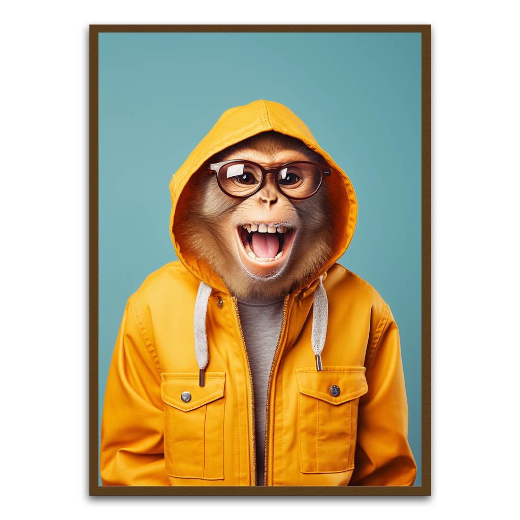 Funny Monkey Brown Printed frame acrylic canvas Frames