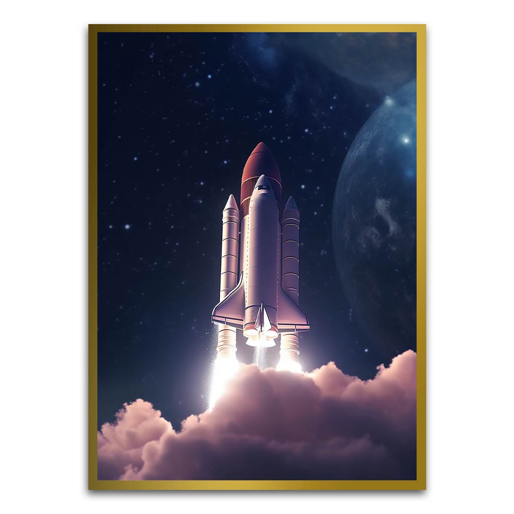 Flying Rocket Gold Printed frame acrylic canvas Frames