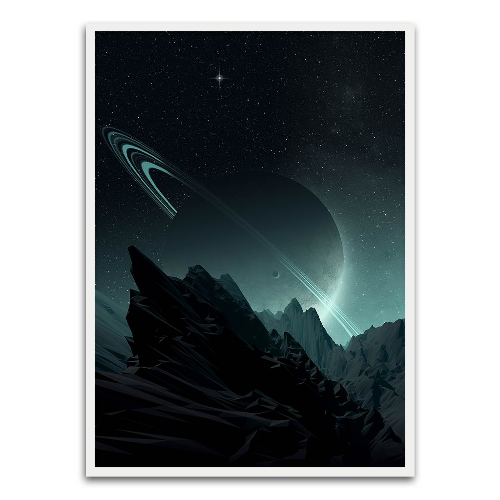 Saturn Planet White Printed frame acrylic canvas Frames