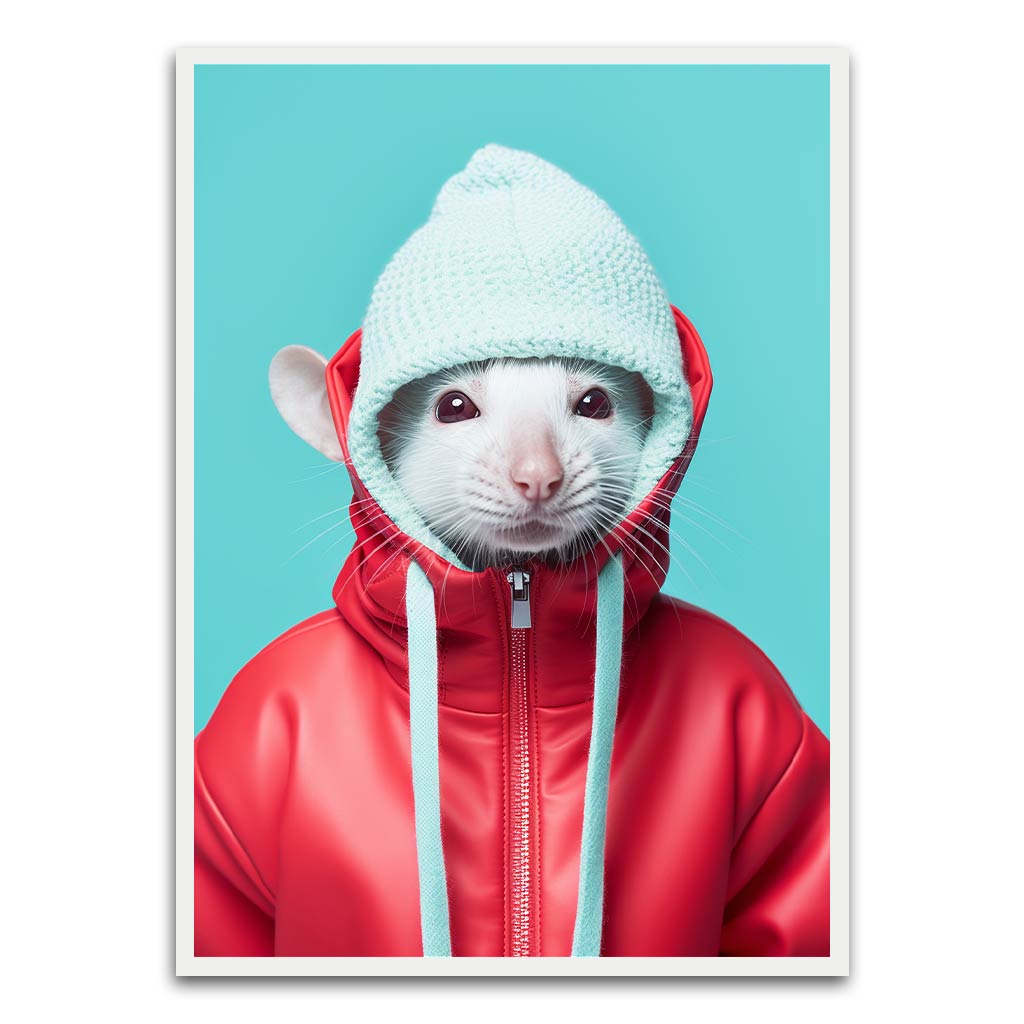 Rat Wearing White Printed frame acrylic canvas Frames