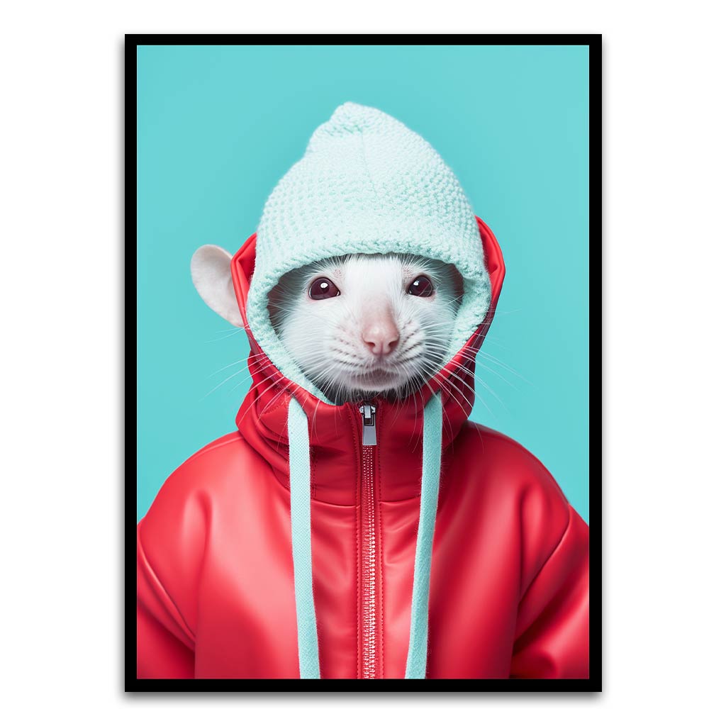 Rat Wearing Black Printed frame acrylic canvas Frames