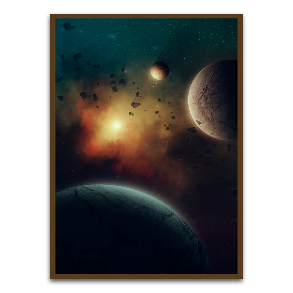 Sunrise in space Brown Printed frame acrylic canvas Frames