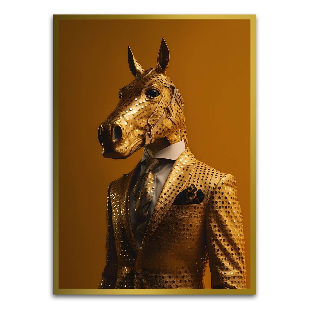 Charming Horse Gold Printed frame acrylic canvas Frames