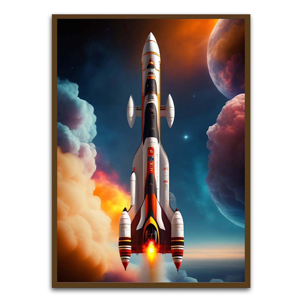 Space Rocket Brown Printed frame acrylic canvas Frames