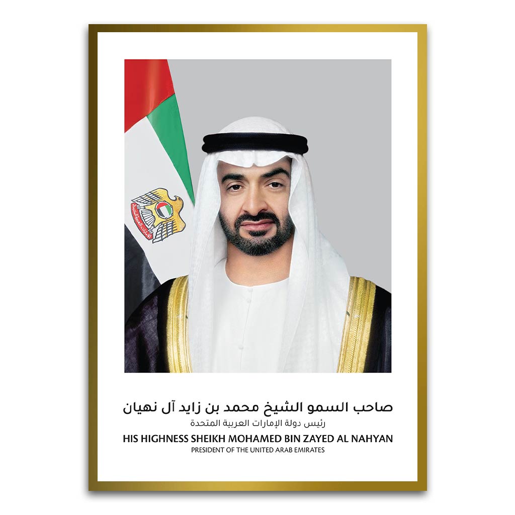 Shaikh Mohammed Bin Zayed Al Nahyan Gold Printed frame acrylic canvas Frames