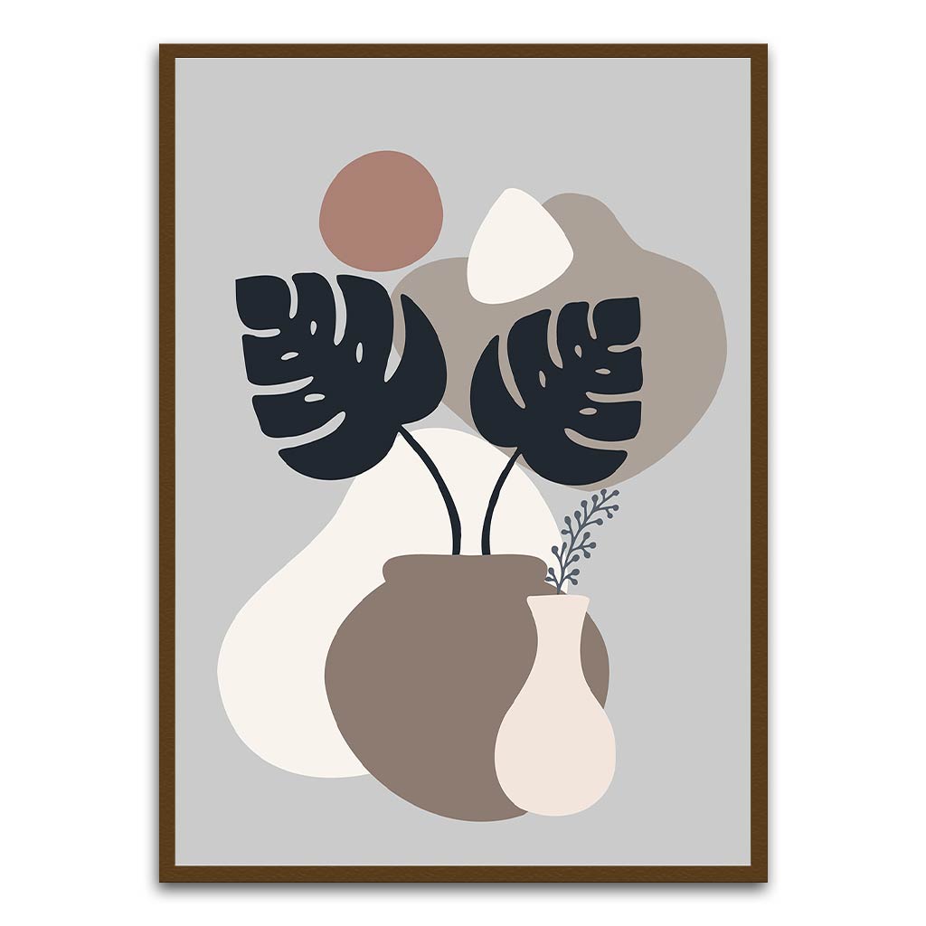 Flower pot Abstract Brown Printed frame acrylic canvas Frames