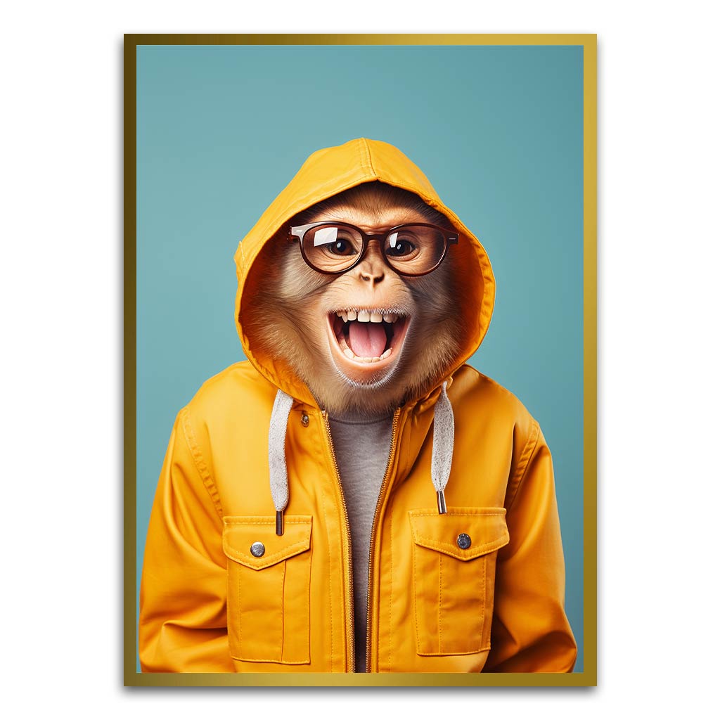 Funny Monkey Gold Printed frame acrylic canvas Frames