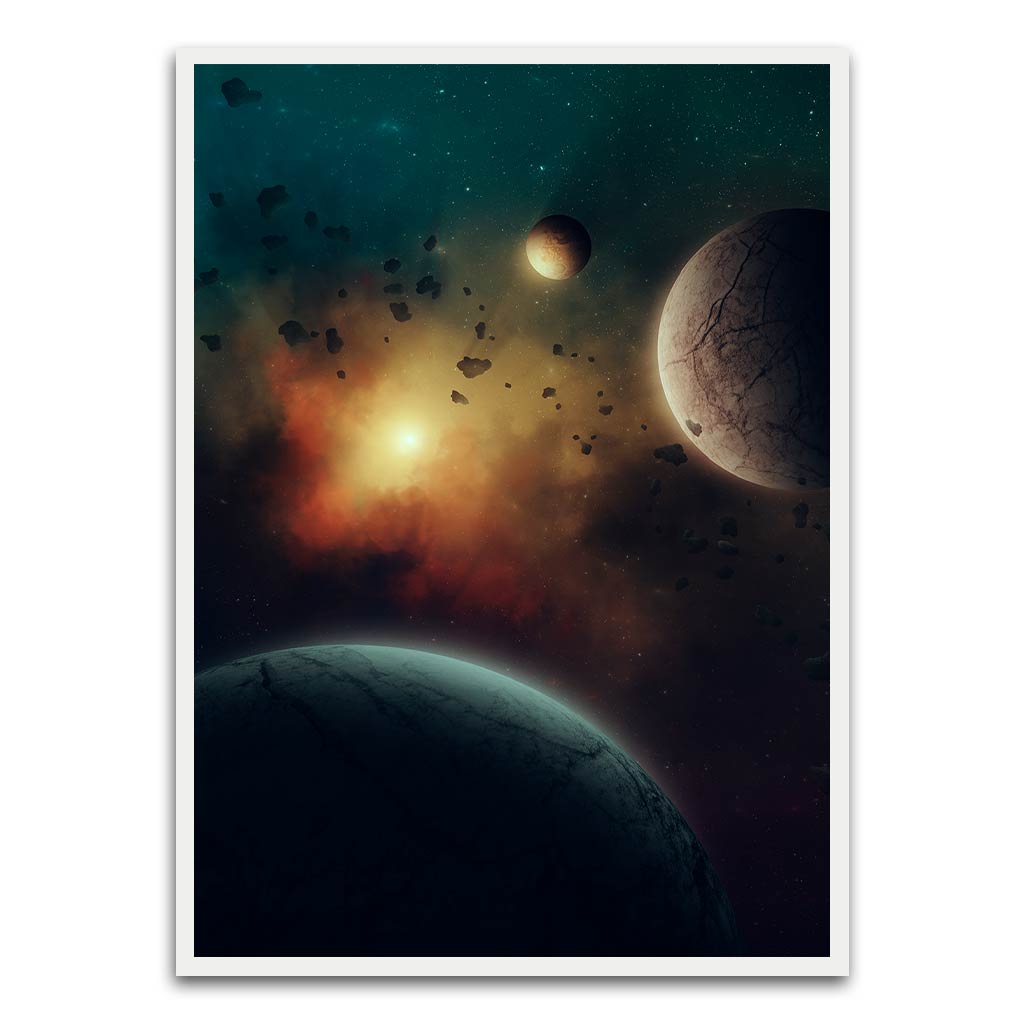 Sunrise in space White Printed frame acrylic canvas Frames