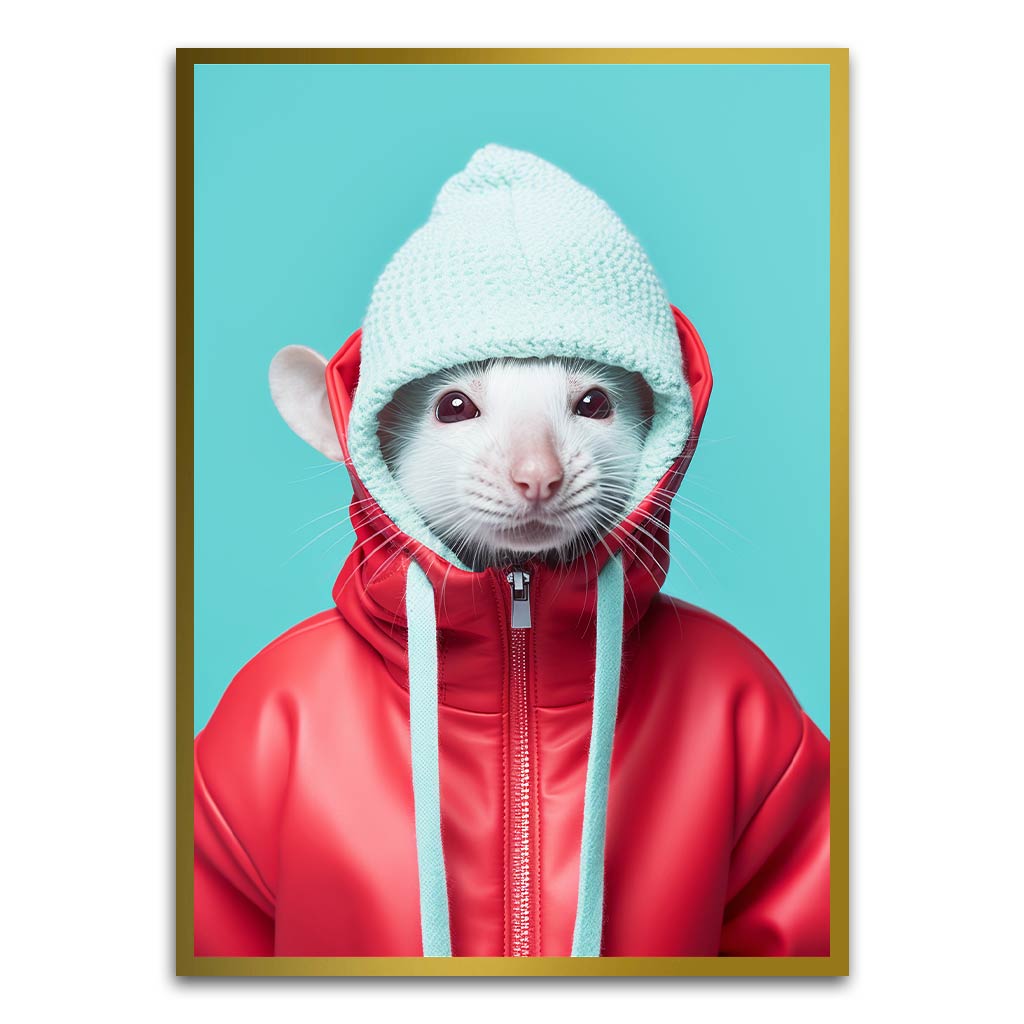 Rat Wearing Gold Printed frame acrylic canvas Frames