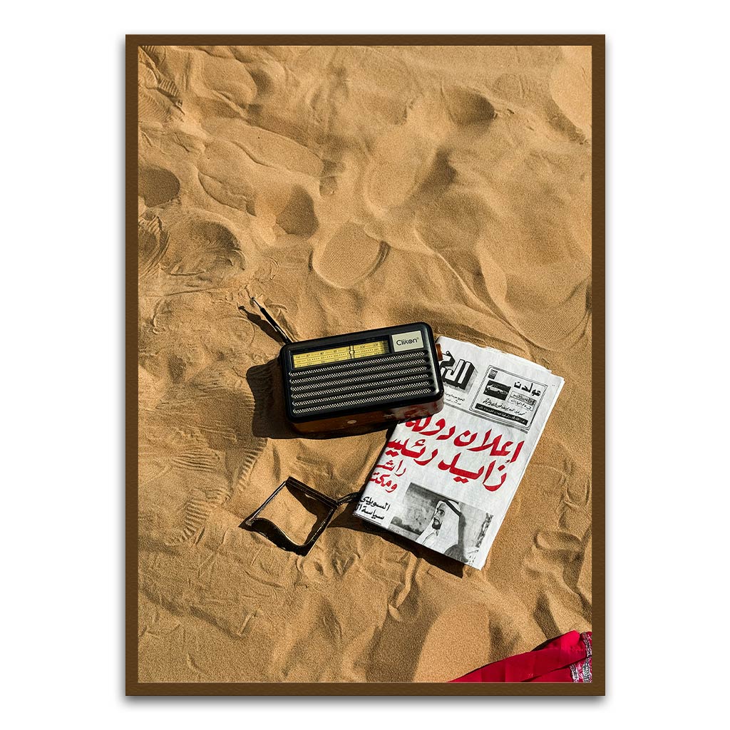 Radio with Newspaper Brown Printed frame acrylic canvas Frames