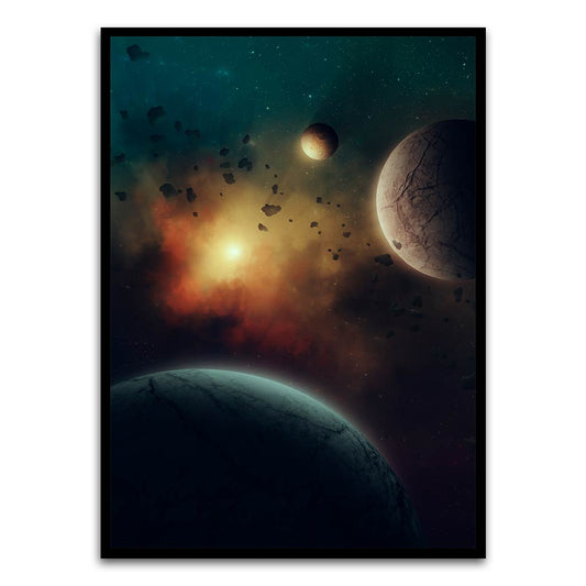 Sunrise in space Black Printed frame acrylic canvas Frames