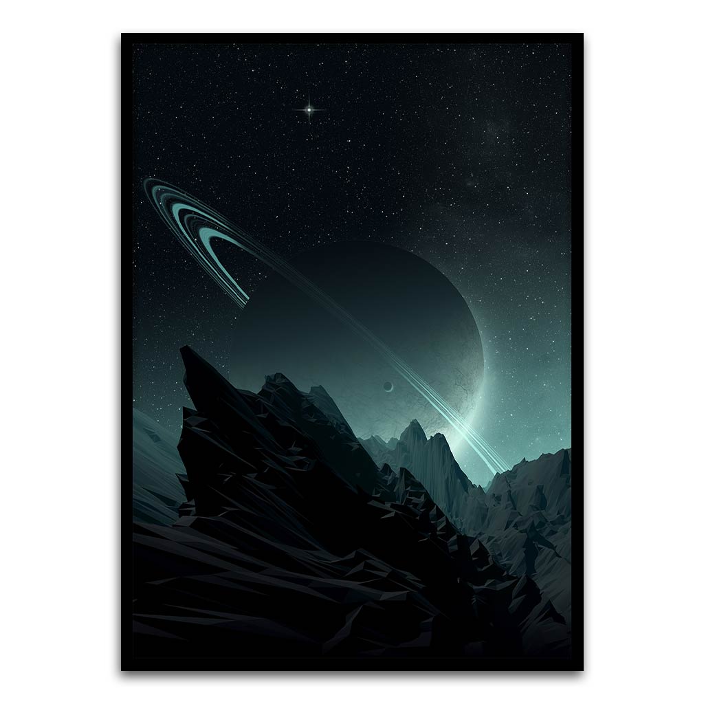 Saturn Planet Black Printed frame acrylic canvas Frames