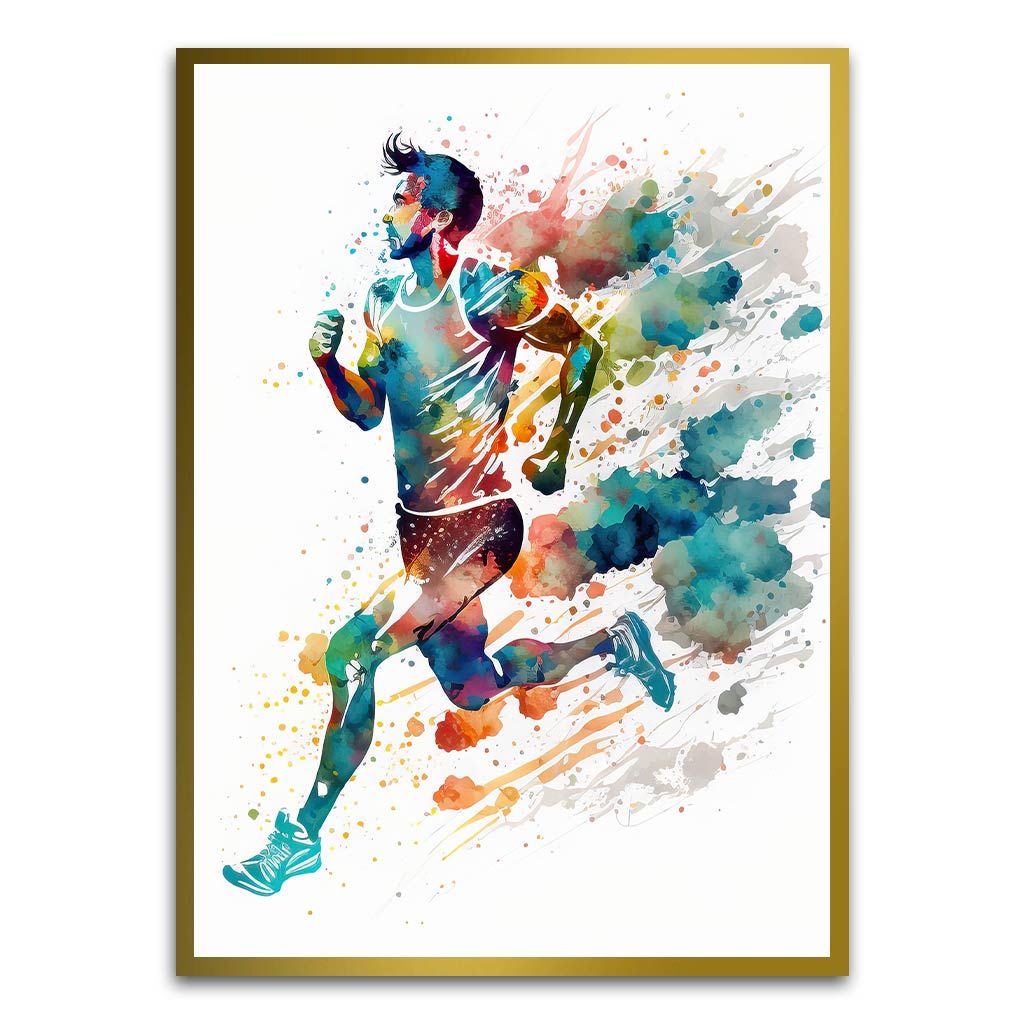 Chromatic Stride Gold Printed frame acrylic canvas Frames