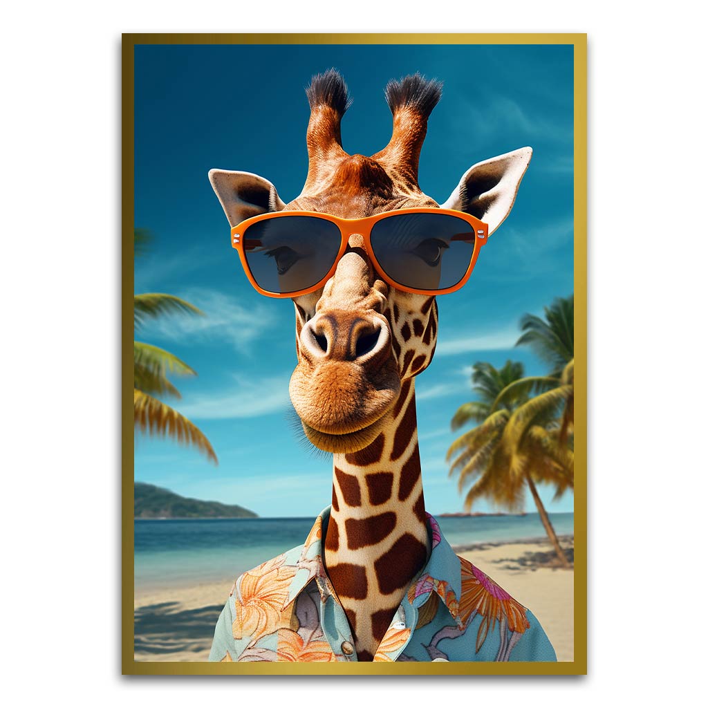 giraffe in beach Gold Printed frame acrylic canvas Frames