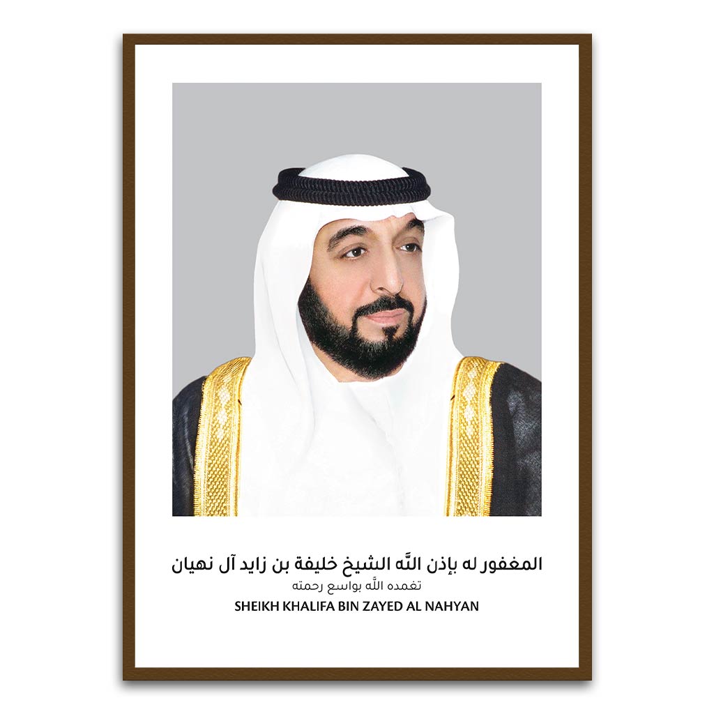 Shaikh Khalifa bin Zayed al Nahyan Brown Printed frame acrylic canvas Frames