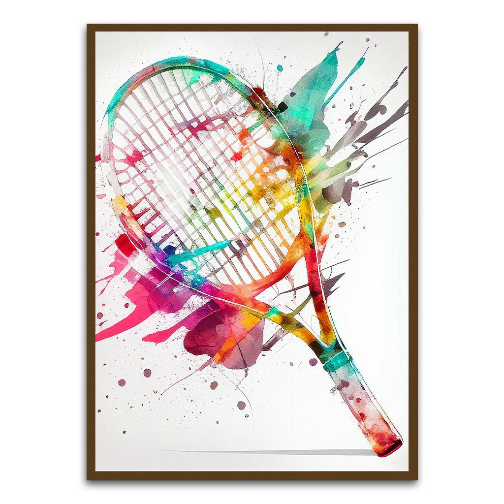 Color Splash Tennis Racket Brown Printed frame acrylic canvas Frames