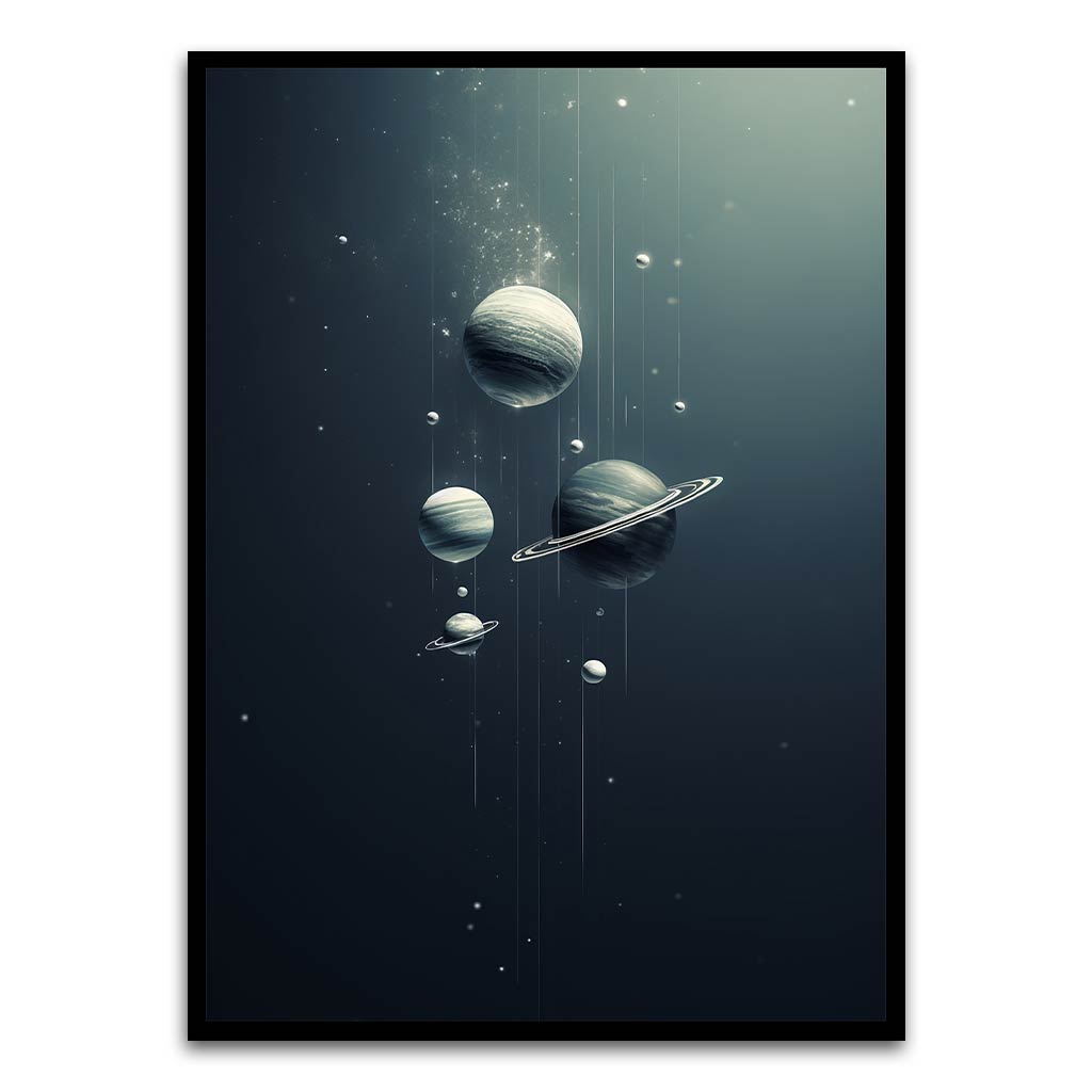 Planet Black Printed frame acrylic canvas Frames