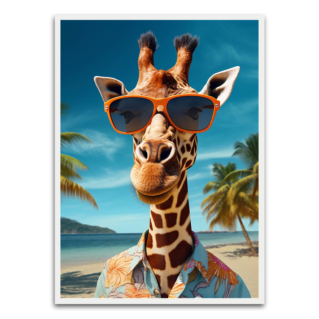 giraffe in beach White Printed frame acrylic canvas Frames